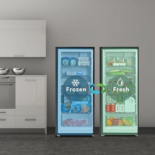 Modern Upright Freezer, Reversible Door Hinge, Removable Shelves - 7.1 Cu ft Capacity (Stainless Steel) | Fridge.com