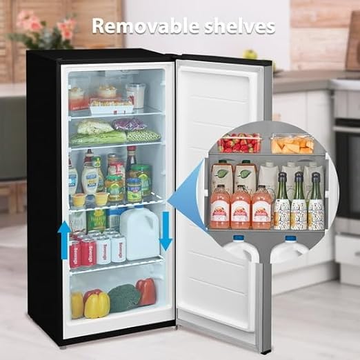 Modern Upright Freezer, Reversible Door Hinge, Removable Shelves - 7.1 cu ft Capacity (Stainless Steel) - View 5 | Fridge.com