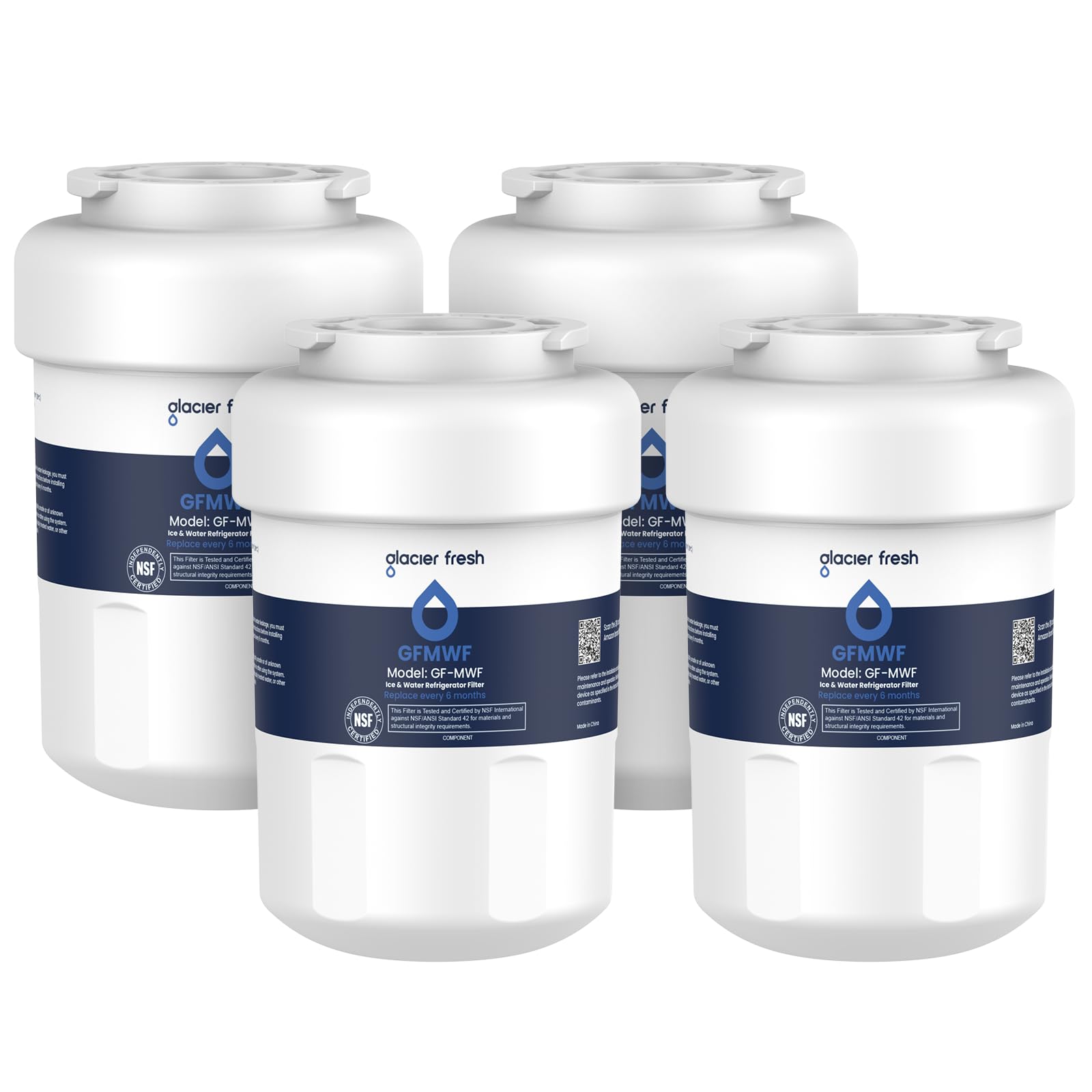 Glacier Fresh Replacement For GE Mwf Refrigerator Water Filters, Smartwater Mwfp, Mwfa, Gwf, Hdx Fmg-1, WFC1201, RWF1060, 197D6321P006, Kenmore 9991, 4 Pack | Fridge.com