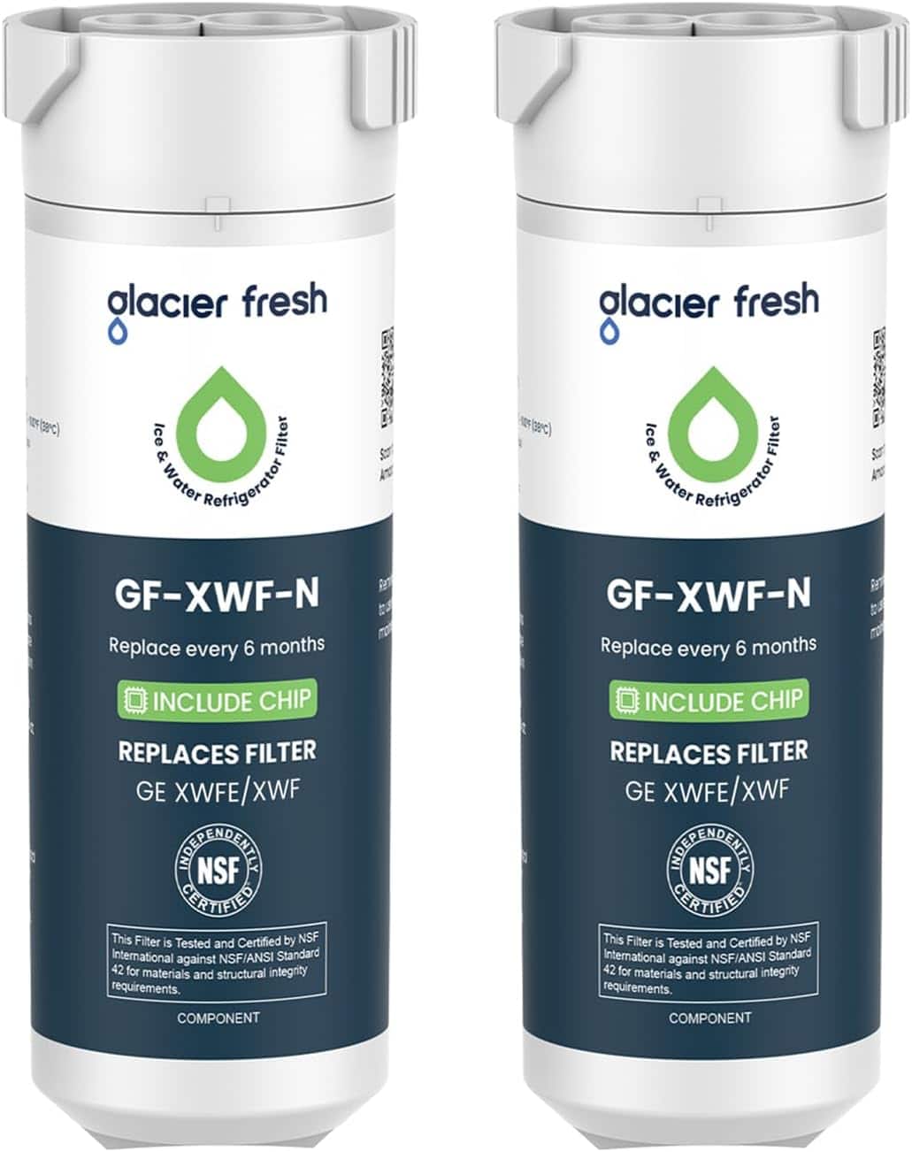 GLACIER FRESH - XWFE Water Filter(with chip), Replacement for GE XWFE, XWF Refrigerator Water Filter, NSF/ANSI 42, 2 Pack | Fridge.com