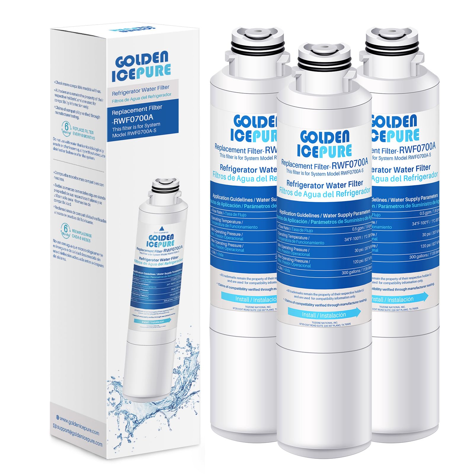 Golden Icepure Rwf0700a Refrigerator Water Filter Replacement For Samsung Da29-00020b, Haf-Cin/Exp, Rf263beaesr, Rf28hmedbsr, Rf28hfedtsr, Rf28hfedbsr, 3pack - View 1 | Fridge.com