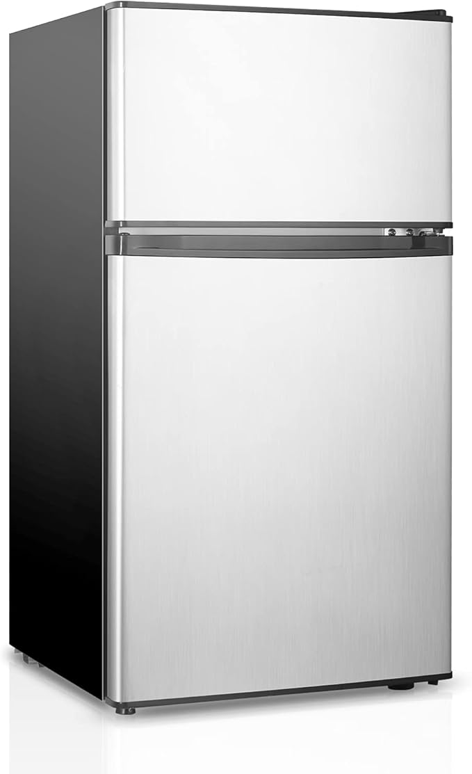 HAILANG Mini Fridge With Freezer,3.2 Cu.Ft Compact Refrigerator,Mini Refrigerator With 2 Doors For Bedroom,Office,Kitchen,Apartment,Dorm(sliver) | Fridge.com
