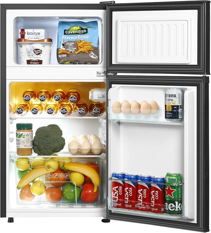 Hailang Mini Fridge With Freezer,3.2 cu.ft Compact Refrigerator,Mini Refrigerator With 2 Doors For Bedroom,Office,Kitchen,Apartment,Dorm(Sliver) - View 2 | Fridge.com