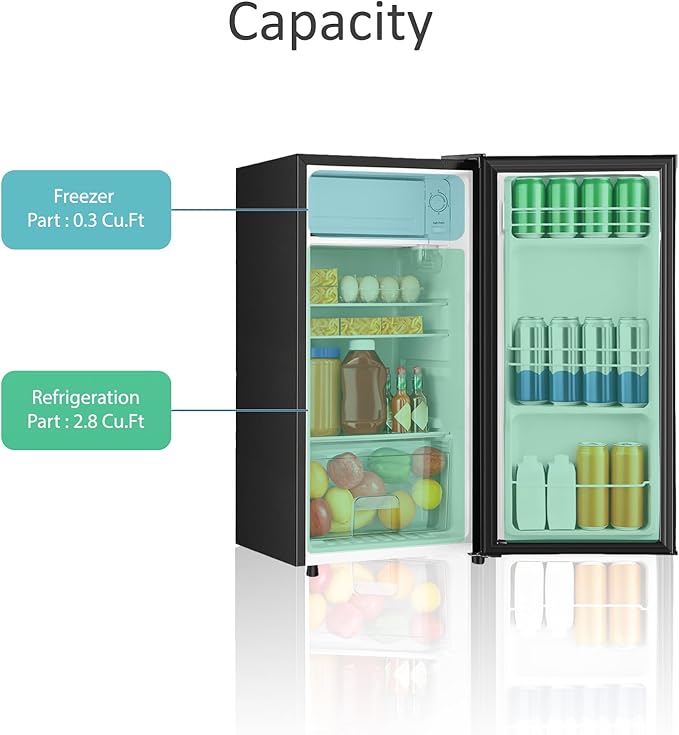 Hailang 3.1 cu.ft Mini Fridge With Freezer, Single Door Mini Refrigerator, 5 Settings Temperature Adjustable, Compact Refrigerator For Apartment,Dorm, Office, Bedroom - View 5 | Fridge.com