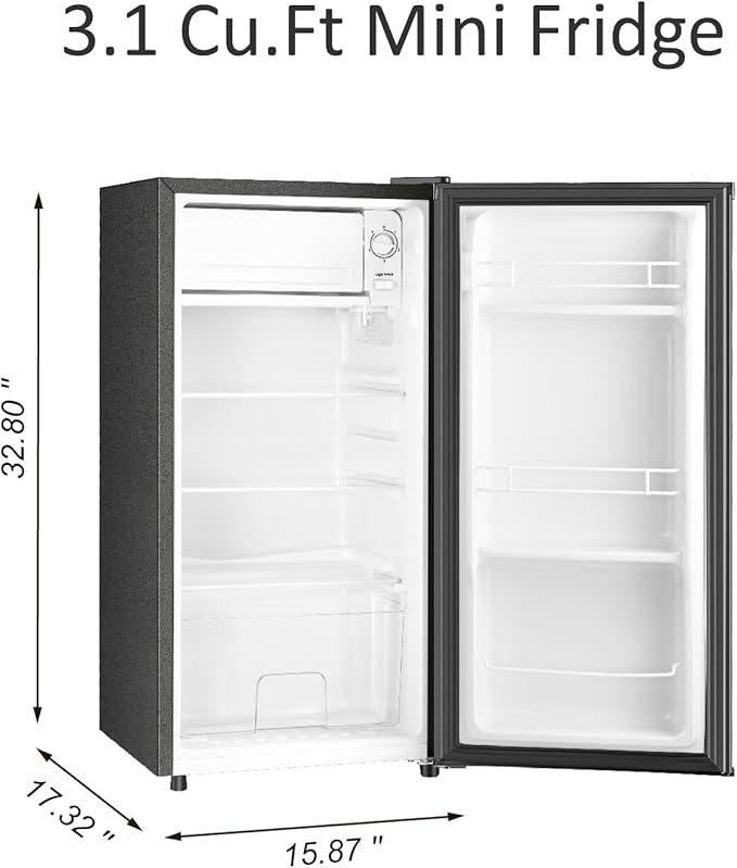 Hailang 3.1 cu.ft Mini Fridge With Freezer, Single Door Mini Refrigerator, 5 Settings Temperature Adjustable, Compact Refrigerator For Apartment,Dorm, Office, Bedroom - View 6 | Fridge.com