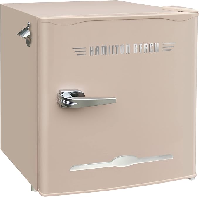 Hamilton Beach Retro Mini Refrigerator-Energy Saving-Adjustable Thermostat Control-Side Mounted Bottle Opener-Ideal for for Dorm, Office, RV, Garage, Apartment 1.6 Cubic Feet, Coral | Fridge.com