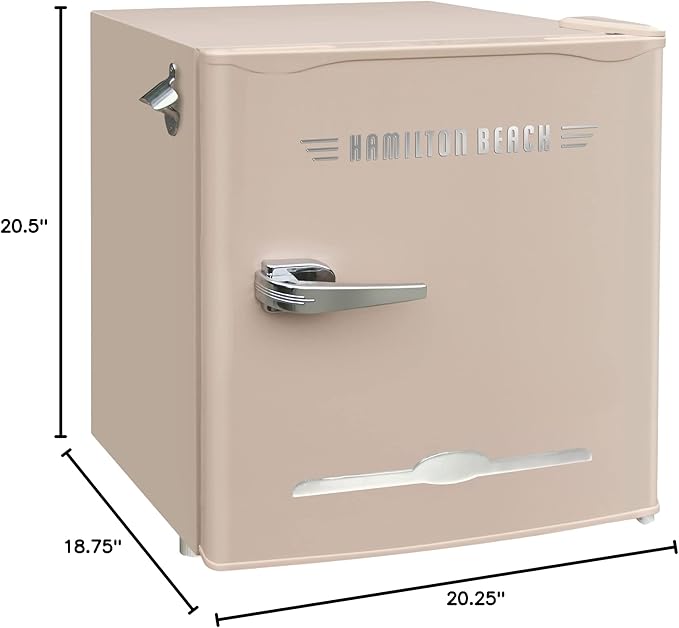 Hamilton Beach Retro Mini Refrigerator-Energy Saving-Adjustable Thermostat Control-Side Mounted Bottle Opener-Ideal For For Dorm, Office, RV, Garage, Apartment 1.6 Cubic Feet, Coral - View 2 | Fridge.com