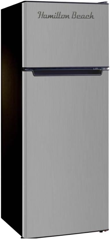 Hamilton Beach, 2 Door Apartment Size RETRO Refrigerator with Top Freezer, 7.5 cu ft, Stainless | Fridge.com