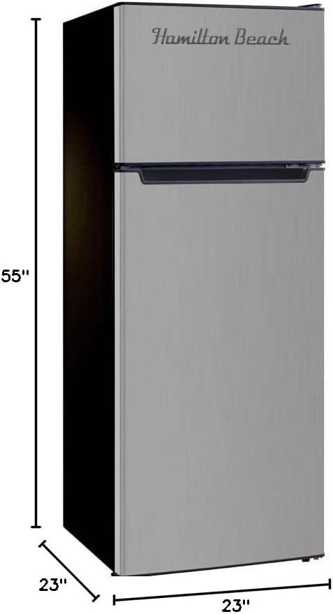 Hamilton Beach, 2 Door Apartment Size RETRO Refrigerator with Top Freezer, 7.5 cu ft, Stainless | Fridge.com