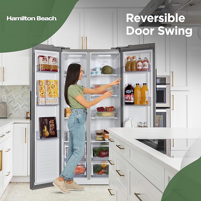 Hamilton Beach HBF1558 15.6 cu ft Counter Depth Full Size Refrigerator, Side Doors, Stainless | Fridge.com