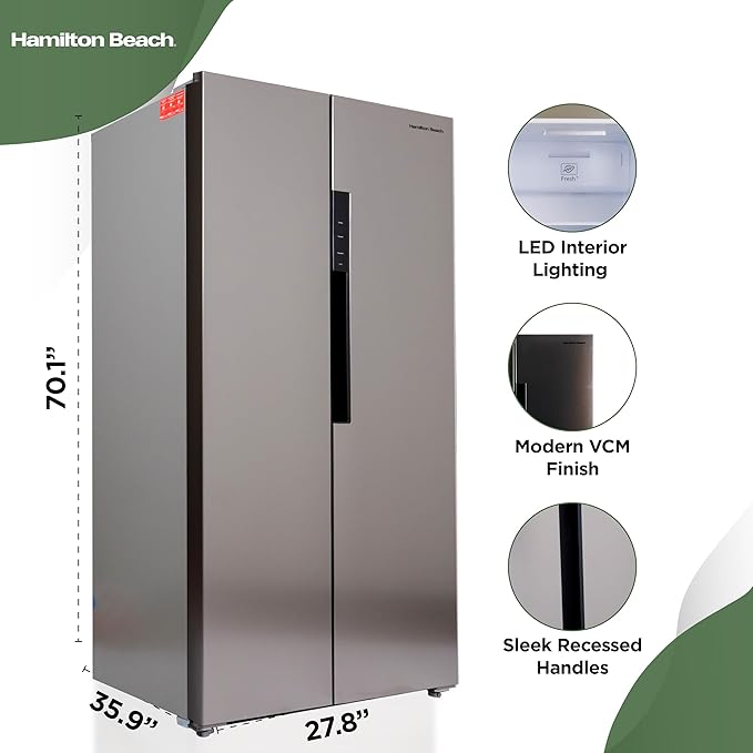 Hamilton Beach HBF1558 15.6 cu ft Counter Depth Full Size Refrigerator, Side Doors, Stainless - View 5 | Fridge.com