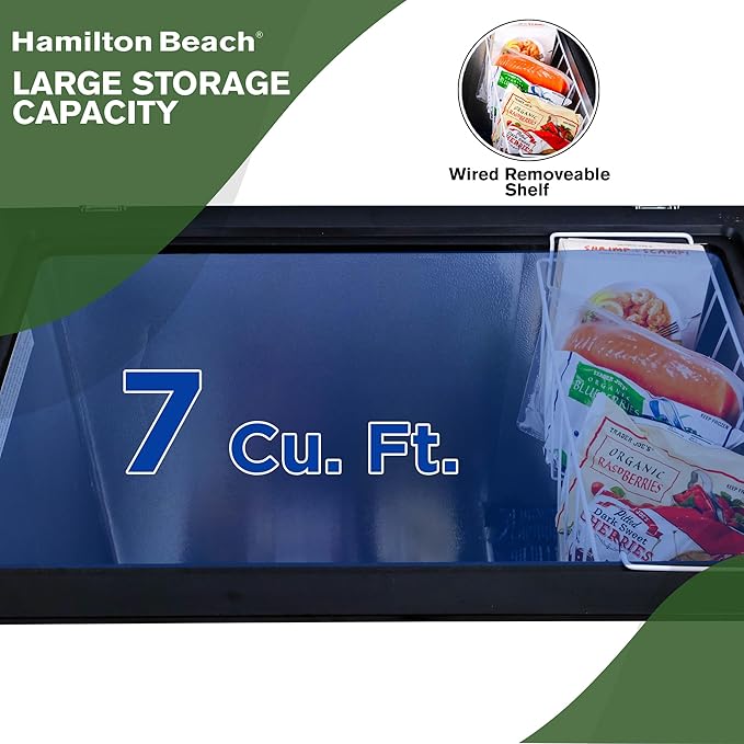 Hamilton Beach, HBFRF713 Chest Deep Freezer, 7 cu. ft. Capacity, Granita Rugged Design-Adjustable Thermostat-Removable Vinyl Coated Wire Basket-Easy Defrost Drain - View 5 | Fridge.com