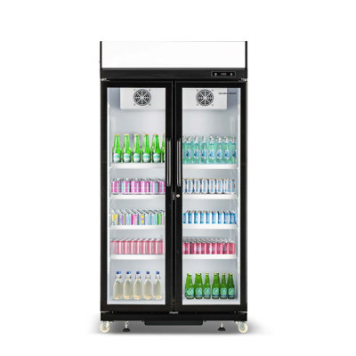 Hamilton Beach 20.5 cu. ft./580 Liter Commercial Beverage Merchandiser Cooler, Double Glass Door, Black | Fridge.com