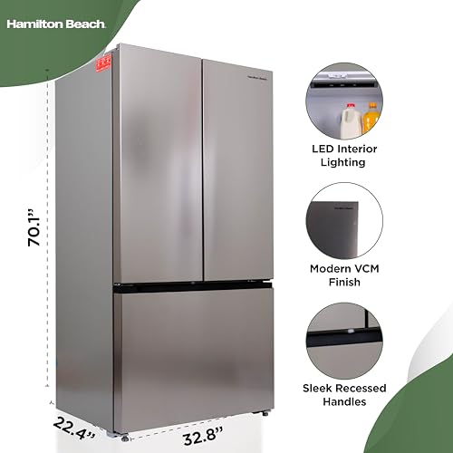 Hamilton Beach HBF1662 French Door Full Size Counter Depth Refrigerator With Freezer Drawer, 16.6 cu ft, Stainless - View 3 | Fridge.com