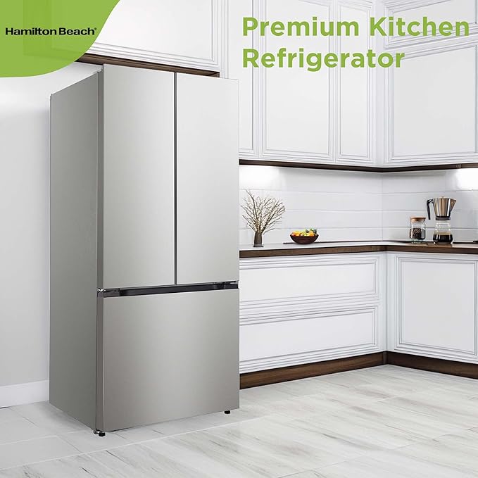 Hamilton Beach HBF1770 French Door Counter Depth Refrigerator with Freezer Drawer, 17.7 cu ft, Stainless Steel (Full Size) | Fridge.com