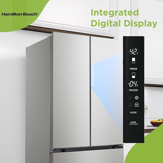 Hamilton Beach HBF1770 French Door Counter Depth Refrigerator With Freezer Drawer, 17.7 cu ft, Stainless Steel (Full Size) - View 5 | Fridge.com