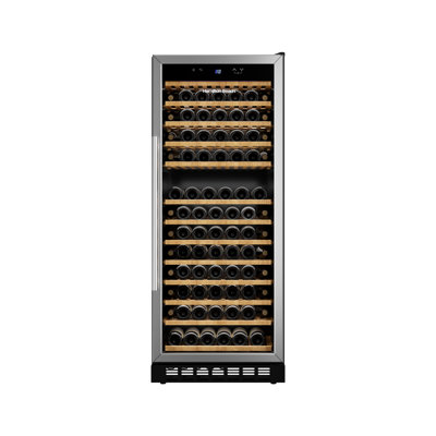 Hamilton Beach 155-Bottle Wine Fridge with Temperature Control Cooling Storage, 11 Wood Racks and Tempered Glass Door, Professional Stainless Steel Re — FIN-0018124 | Fridge.com