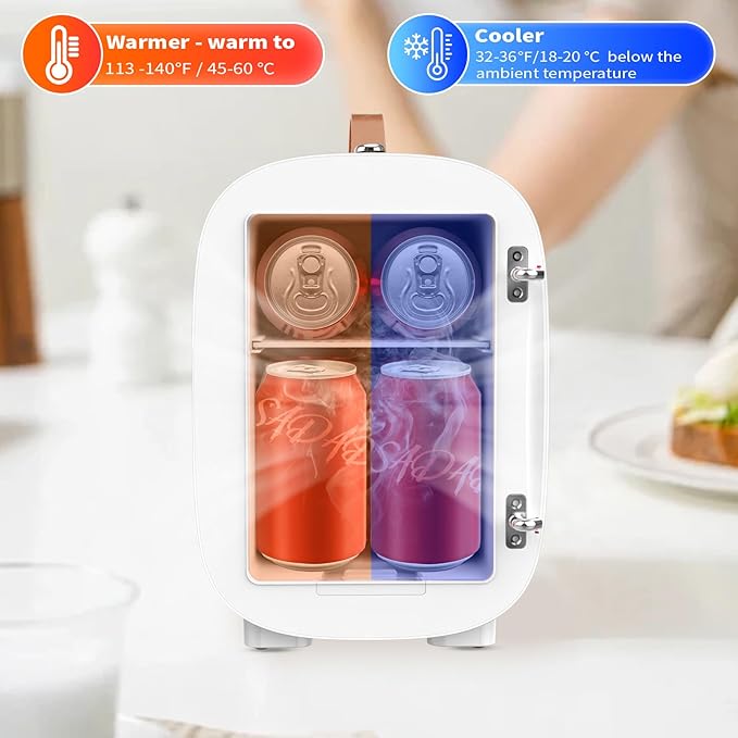 Hansburg Mini Fridge For Bedroom Mirror Skincare Cooler & Warmer Portable Small Refrigerator 4 Liter/6 Can With 12v Ac/Dc/Usb Option For Food, Drinks, Makeup, Dorm, Office And Car - View 5 | Fridge.com