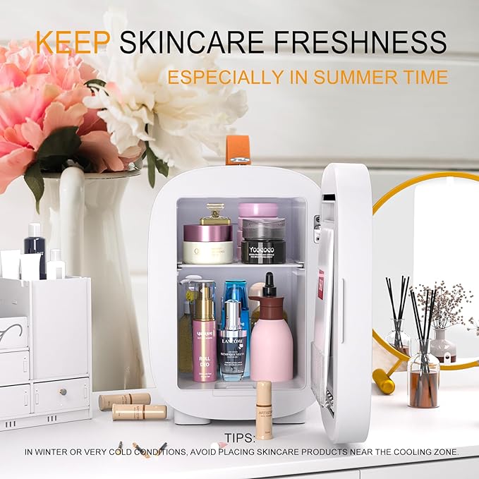 Hansburg Mini Fridge For Bedroom Mirror Skincare Cooler & Warmer Portable Small Refrigerator 4 Liter/6 Can With 12v Ac/Dc/Usb Option For Food, Drinks, Makeup, Dorm, Office And Car - View 4 | Fridge.com