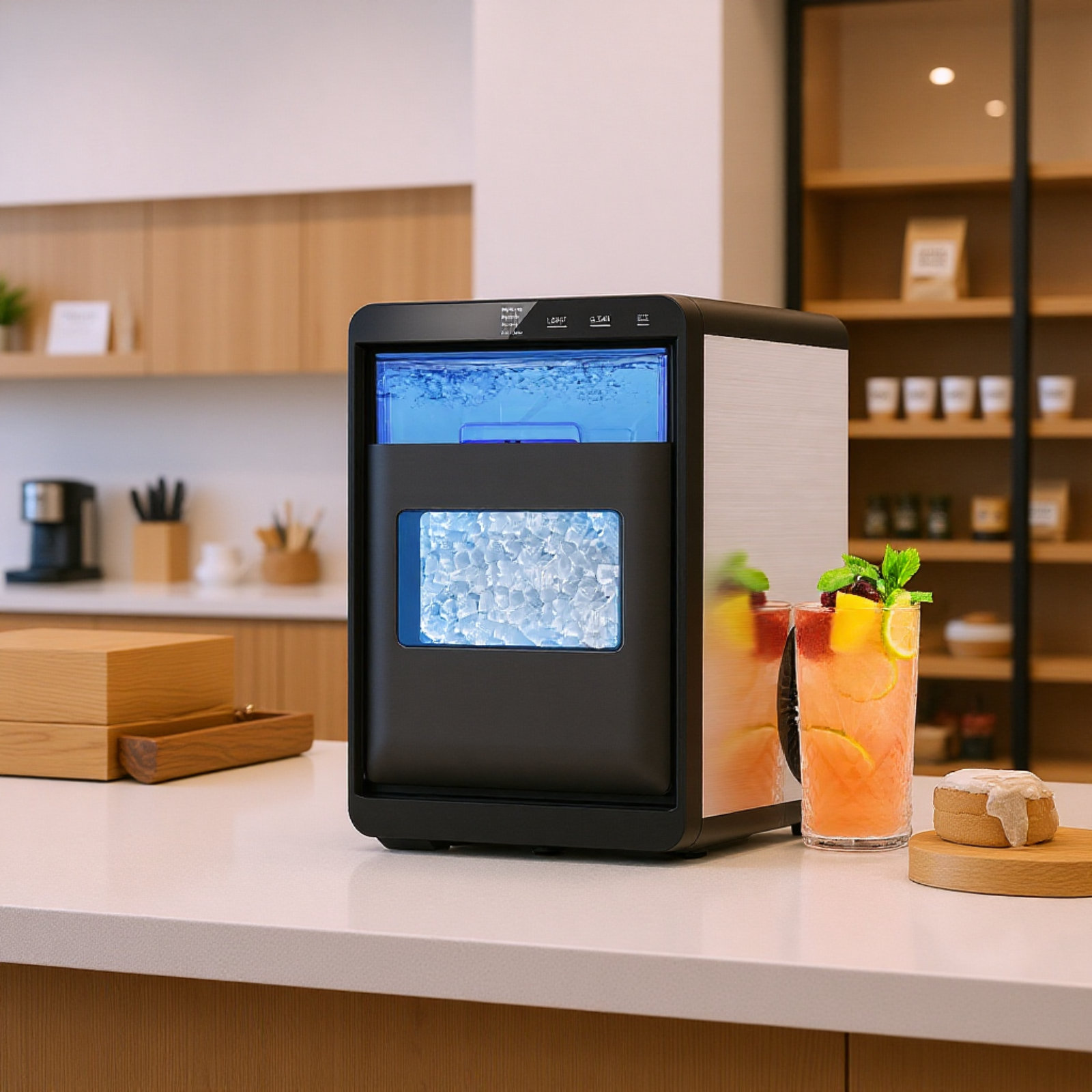 44LB/Day Countertop Nugget Ice Maker - Self-Cleaning, 10-15 Min Fast Ice, LED Display for Home/Office/Bar | Fridge.com