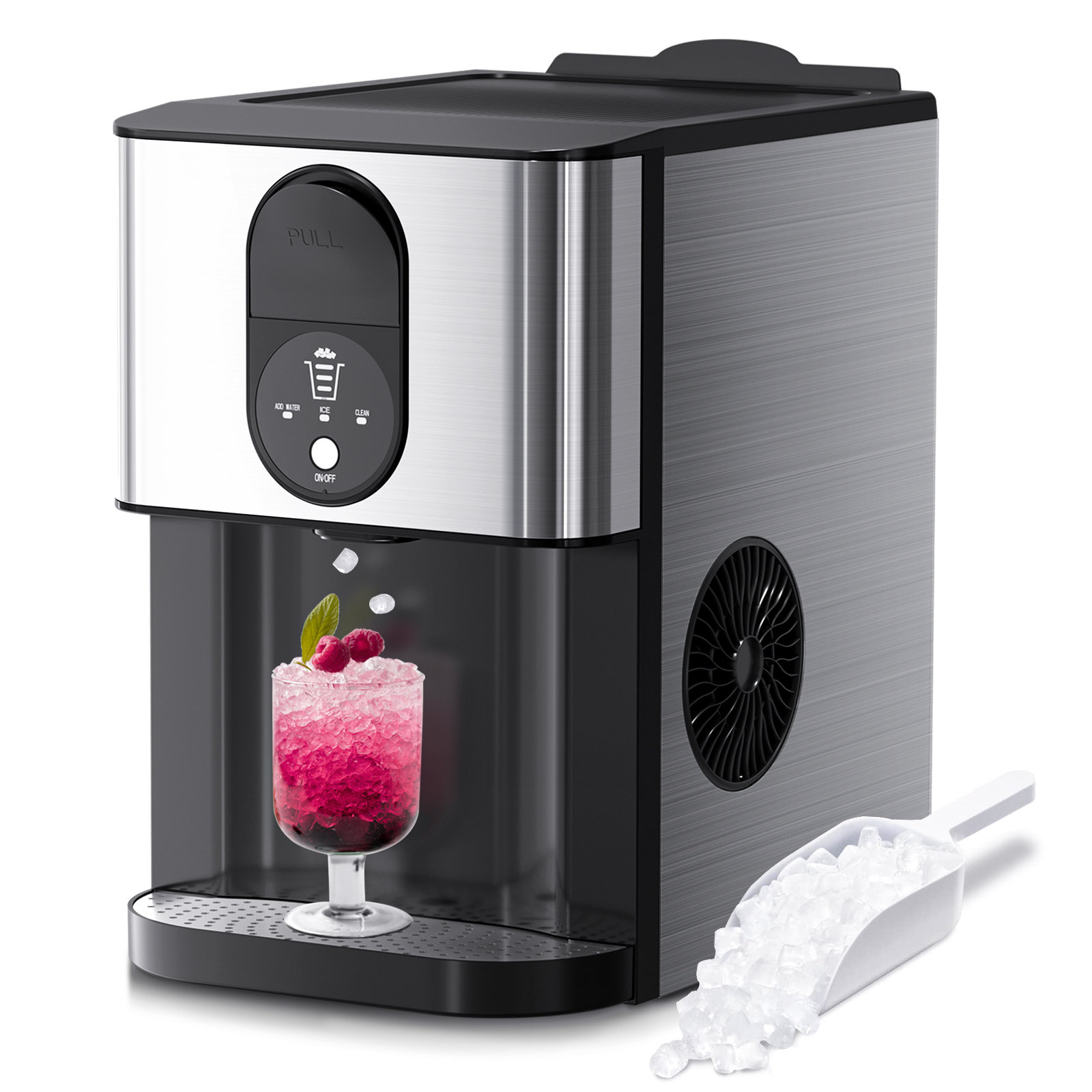 Coutertop Ice Maker,Portable Stainless Steel Ice Maker Machine 44Lbs/24H Ice Cubes With Auto Self-Cleaning | Fridge.com