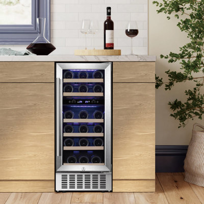 YUKOOL 15'' 28 Bottle Dual Zone Built-In Wine & Beverage Refrigerator | Fridge.com