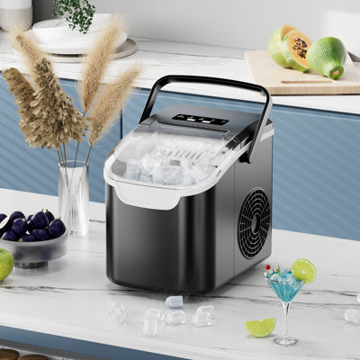 Efficient Portable Countertop Ice Maker: Quick 8-Cube In 6 Mins, Up To 26Lb/Day, 2 Ice Sizes, Perfect For Home/Party/Travel Black | Fridge.com