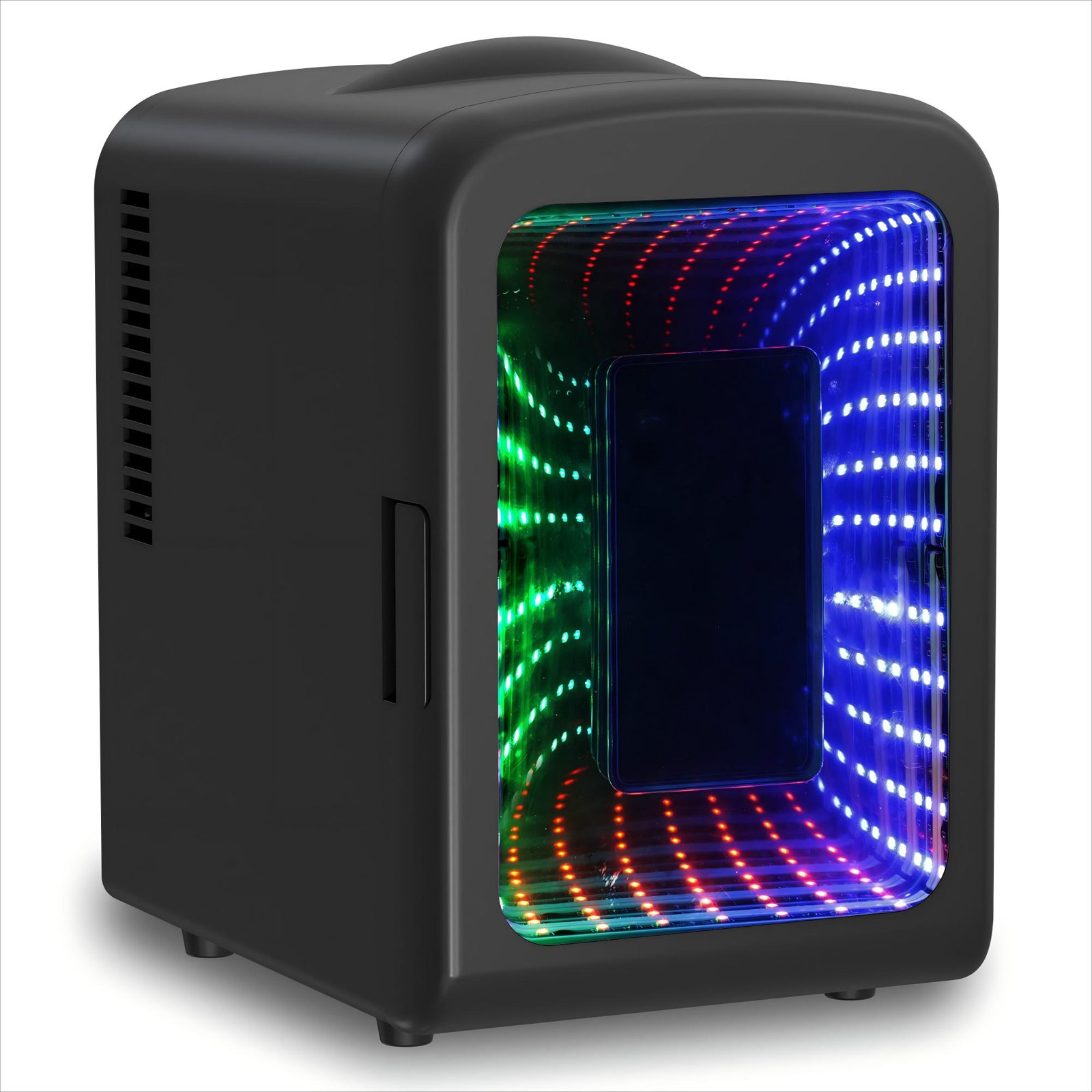 Light Up Your Space With Retro Style  4L/6-Can Portable Mini Fridge, Ideal For Skincare, Cold Drinks & Gaming Sessions, Ac/Dc Powered, Sleek Black  F | Fridge.com