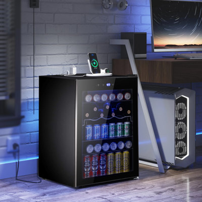 145 Can Beverage Refrigerator And Cooler With Glass Door For Home/Office/Bar-Black | Fridge.com