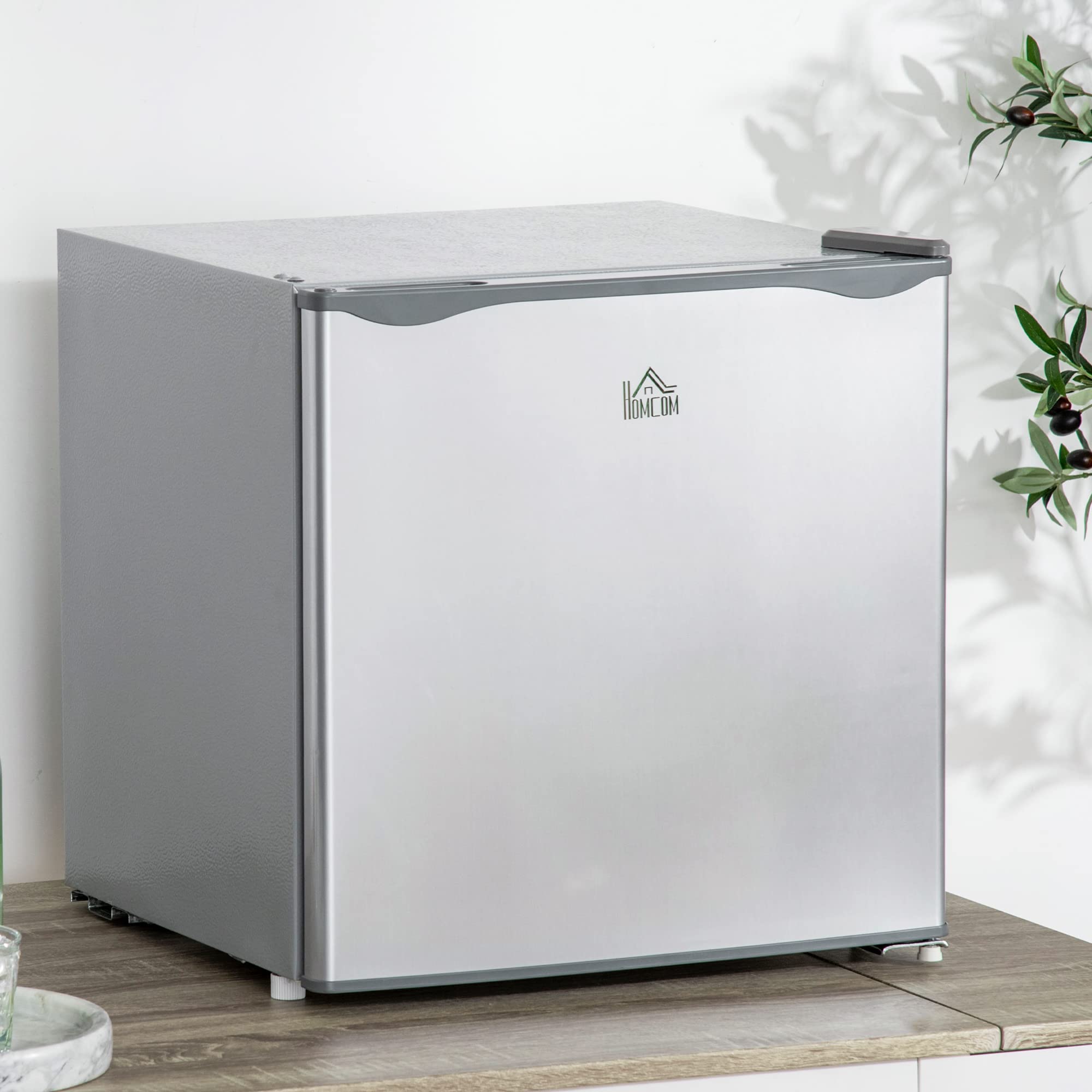 HOMCOM Mini Freezer Countertop, 1.1 cu.ft Compact Upright Freezer With Removable Shelves, Reversible Door For Home, Dorm, Apartment And Office, Gray - View 2 | Fridge.com