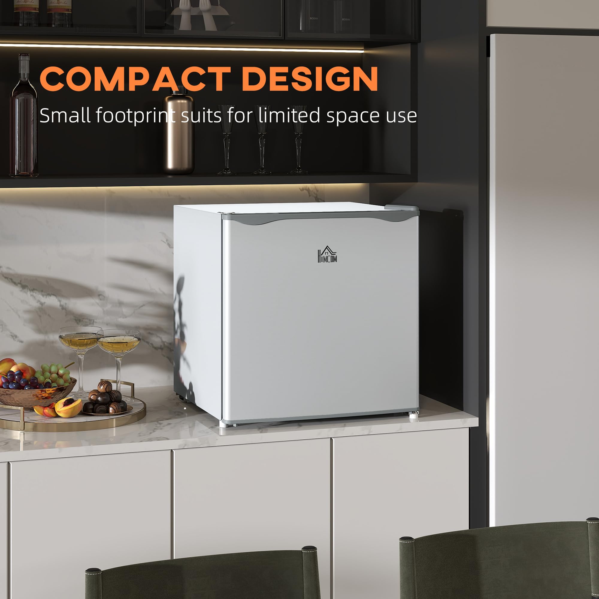 HOMCOM Mini Freezer Countertop, 1.1 cu.ft Compact Upright Freezer With Removable Shelves, Reversible Door For Home, Dorm, Apartment And Office, Gray - View 4 | Fridge.com