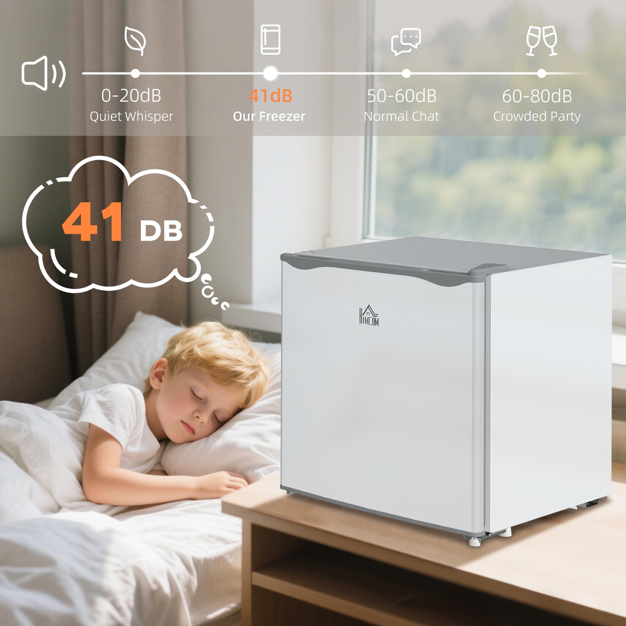 HOMCOM Mini Freezer Countertop, 1.1 cu.ft Compact Upright Freezer With Removable Shelves, Reversible Door For Home, Dorm, Apartment And Office, Gray - View 6 | Fridge.com