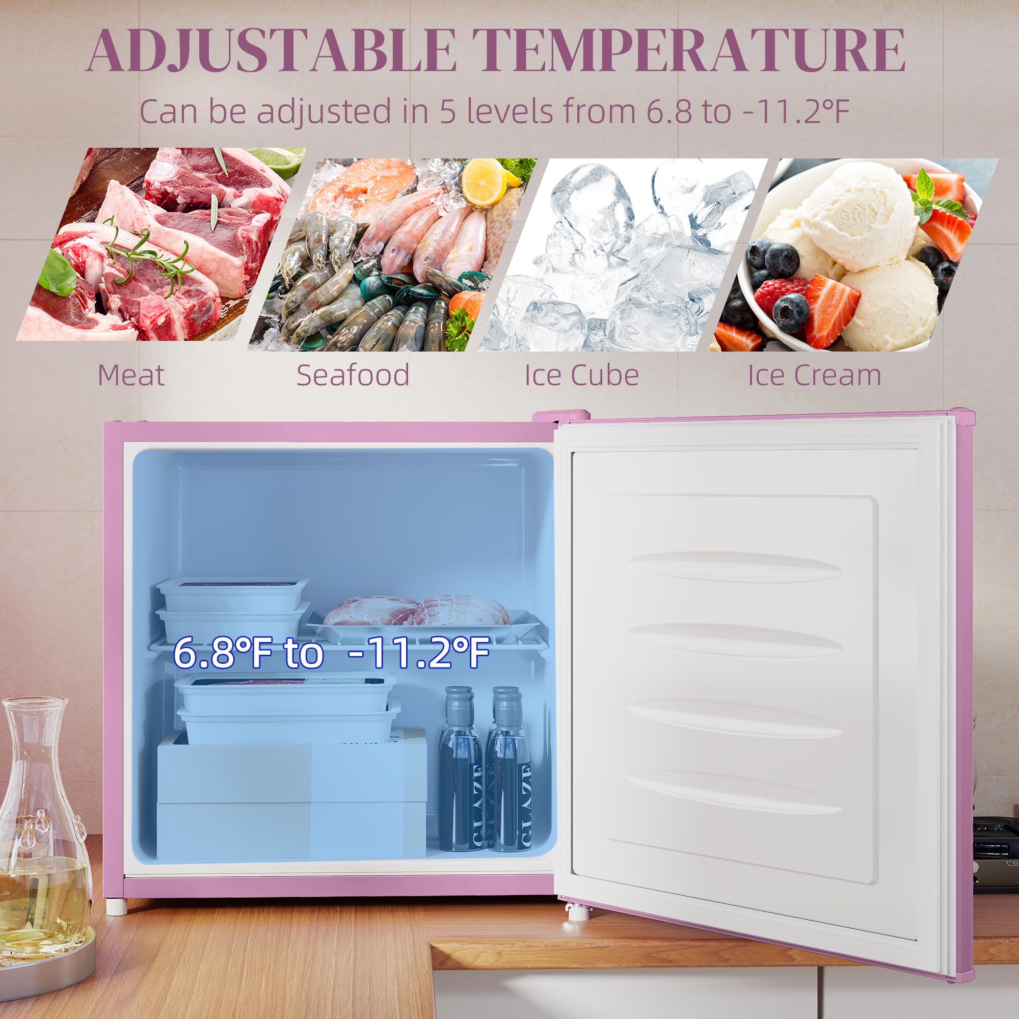1.1 Cubic Feet Compact Mini Freezer With Adjustable Temperature - View 3 | Fridge.com