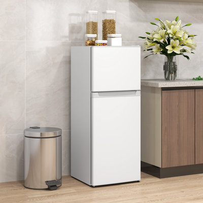 4 Cu.Ft Mini Fridge with Freezer, Double Door Compact Refrigerator with Adjustable Thermostat, Shelf and Reversible Door for Bedroom, Dorm, Home Offic | Fridge.com