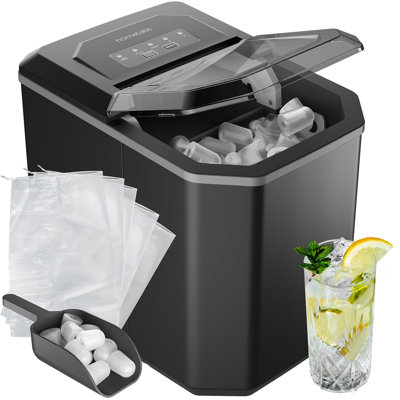 hOmeLabs Countertop Ice Maker  Compact Bullet Ice Machine, 2 Ice Sizes, 26 lbs/Day, Self-Cleaning  Includes Ice Scoop & 5 Ice Bags  Sleek Black Por | Fridge.com