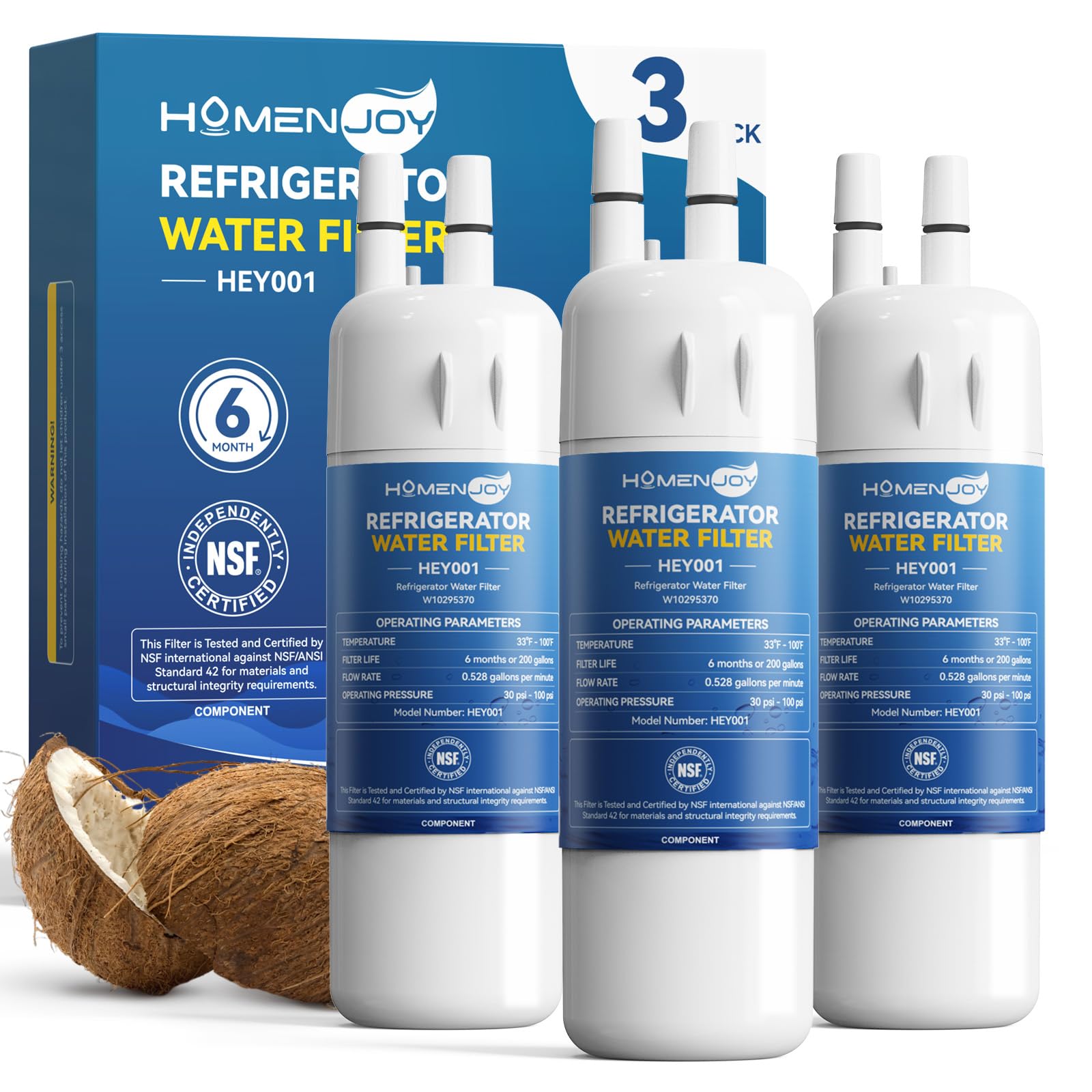 W10295370A Water Filter Replacement Compatible With Whirlpool EDR1RXD1, Everydrop Filter 1, EDR1RXD1B, WHR1RXD1, W10276924, W10291030, 9930 9930P 46-9930 46-9081 9081 P8RFWB2L, 3 Pack | Fridge.com