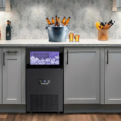 15 in. 160 lb. Commercial Freestanding Ice Maker Machine in Black Stainless Steel with 35 lb. Ice Storage Bin Included | Fridge.com