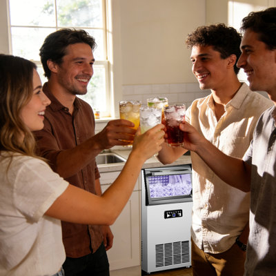 13.78" W 110 lbs/day FullSize Cube Ice Maker in Stainless Steel Commercial Grade Freestanding/BuiltIn with 2 Water Inlets | Fridge.com
