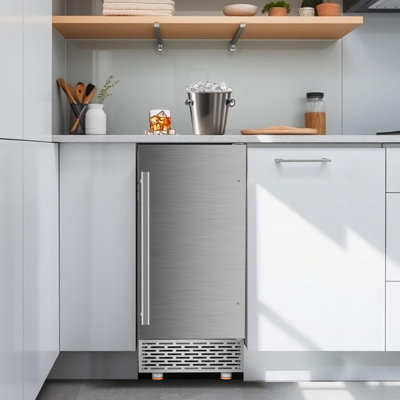 18.5 in. 88 lb. Full Size Cubes Freestanding/Built-In Ice Maker Ice Machine in Stainless Steel with 50 Storage Bin | Fridge.com