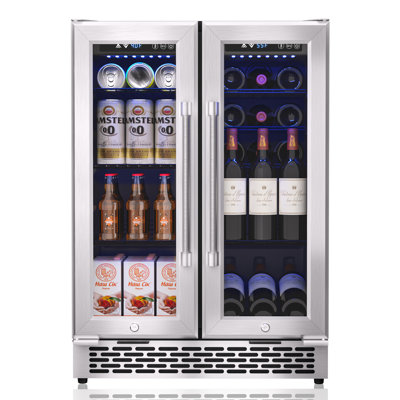 24" W Dual Zone 18-Wine Bottles and 88-Cans Built-In /Freestanding Wine and Beverage Cooler | Fridge.com