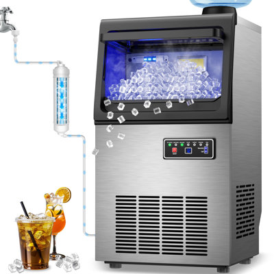 Commercial Clear Ice Maker, 60 lbs/24H with 25 lbs Storage Bin, Stainless Steel Undercounter Gourmet Ice Machine with SlowMelting Crystal Ice for Off | Fridge.com