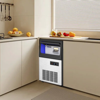 13.5 in. 80 lbs. Commercial Chewable Nugget Freestanding Ice Maker in Stainless Steel with 15 lbs. Storage | Fridge.com