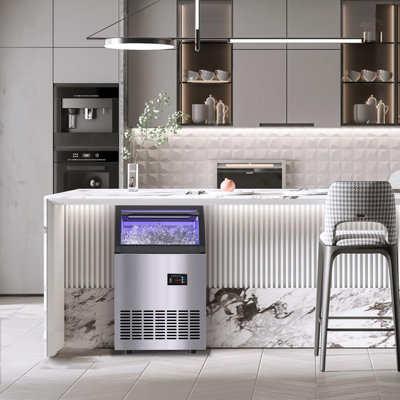 Commercial  Ice Maker, 60 lbs/24H with 25 lbs Storage Bin, Stainless Steel Undercounter Gourmet Ice Machine with 815 Min Ice Production for Office, B | Fridge.com