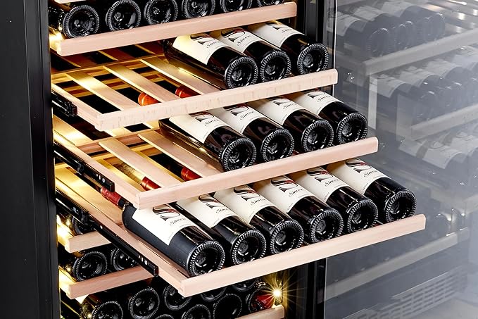 Honeywell 165 Bottle Compressor Wine Cooler Refrigerator, Large Freestanding Wine Cellar For Red, White, Champagne Or Sparkling Wine, Digital Temperature Control, Stainless Steel - View 5 | Fridge.com