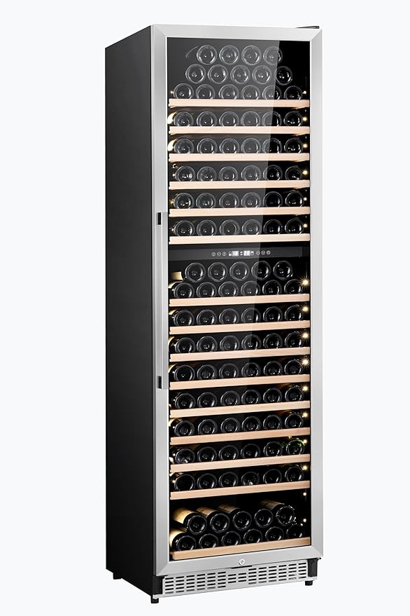 Honeywell 174 Bottle Dual Zone Compressor Wine Cooler Refrigerator, Large Freestanding Wine Cellar For Red, White, Champagne or Sparkling Wine, Digital Temperature Control, Stainless Steel | Fridge.com