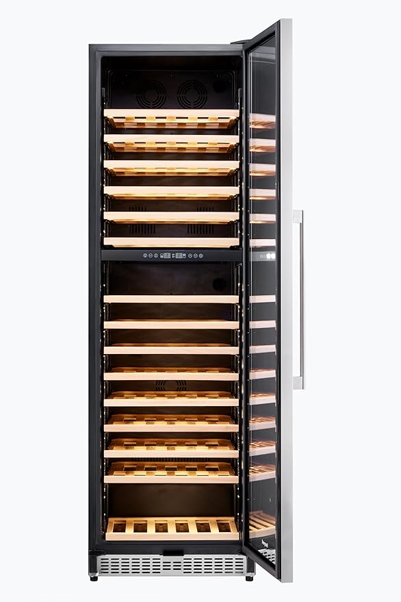 Honeywell 174 Bottle Dual Zone Compressor Wine Cooler Refrigerator, Large Freestanding Wine Cellar For Red, White, Champagne Or Sparkling Wine, Digital Temperature Control, Stainless Steel - View 4 | Fridge.com