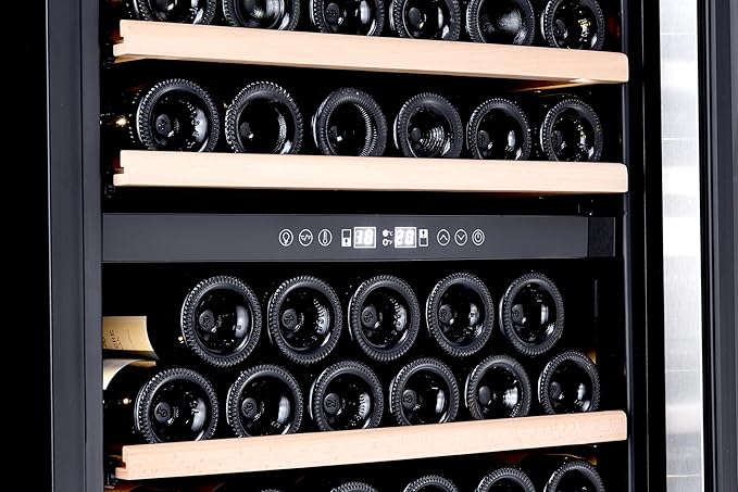Honeywell 174 Bottle Dual Zone Compressor Wine Cooler Refrigerator, Large Freestanding Wine Cellar For Red, White, Champagne Or Sparkling Wine, Digital Temperature Control, Stainless Steel - View 5 | Fridge.com