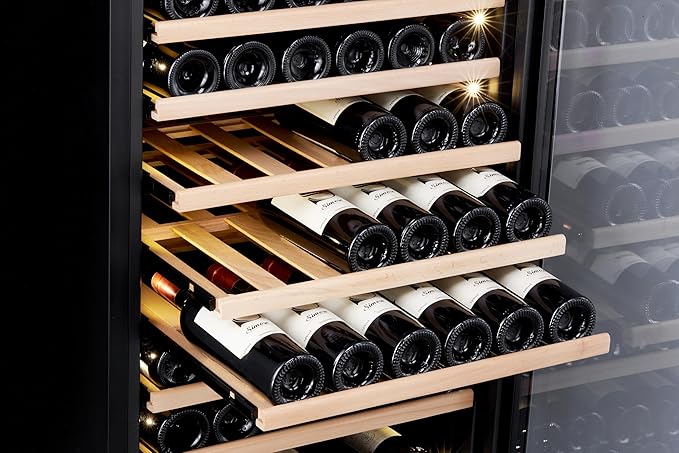 Honeywell 174 Bottle Dual Zone Compressor Wine Cooler Refrigerator, Large Freestanding Wine Cellar For Red, White, Champagne Or Sparkling Wine, Digital Temperature Control, Stainless Steel - View 6 | Fridge.com