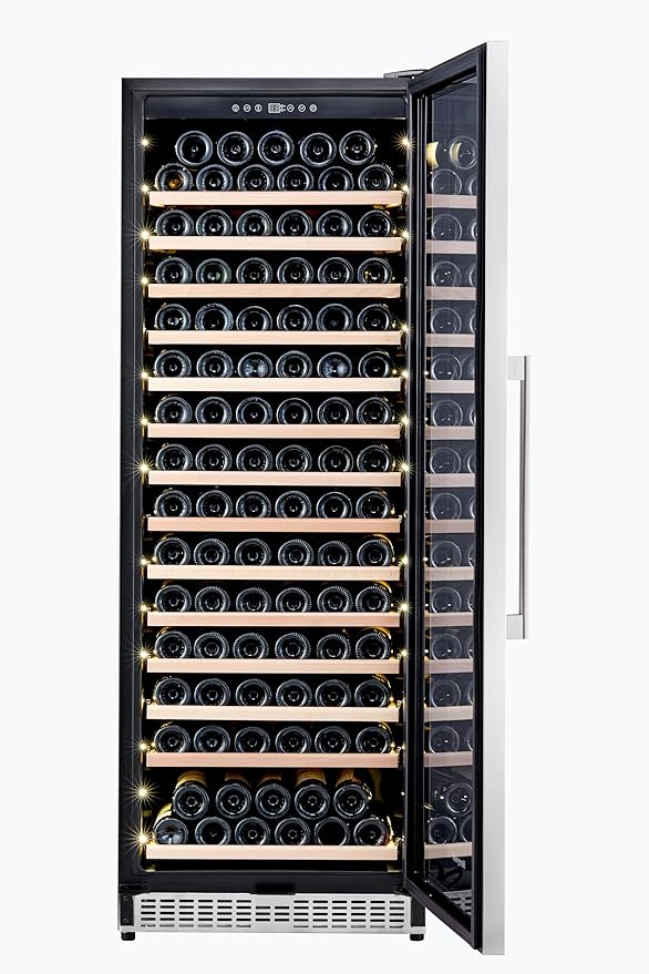 Honeywell 165 Bottle Compressor Wine Cooler Refrigerator, Large Freestanding Wine Cellar For Red, White, Champagne Or Sparkling Wine, Digital Temperature Control, Stainless Steel - View 4 | Fridge.com