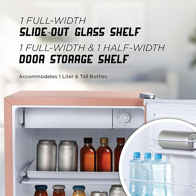 Icebox 1.7 cu. ft. Compact Refrigerator, Energy Star Certified Small Refrigerator, Single Door Mini Fridge With Freezer, R600a Refrigerant,IBCR17BLS, Blush Red - View 3 | Fridge.com